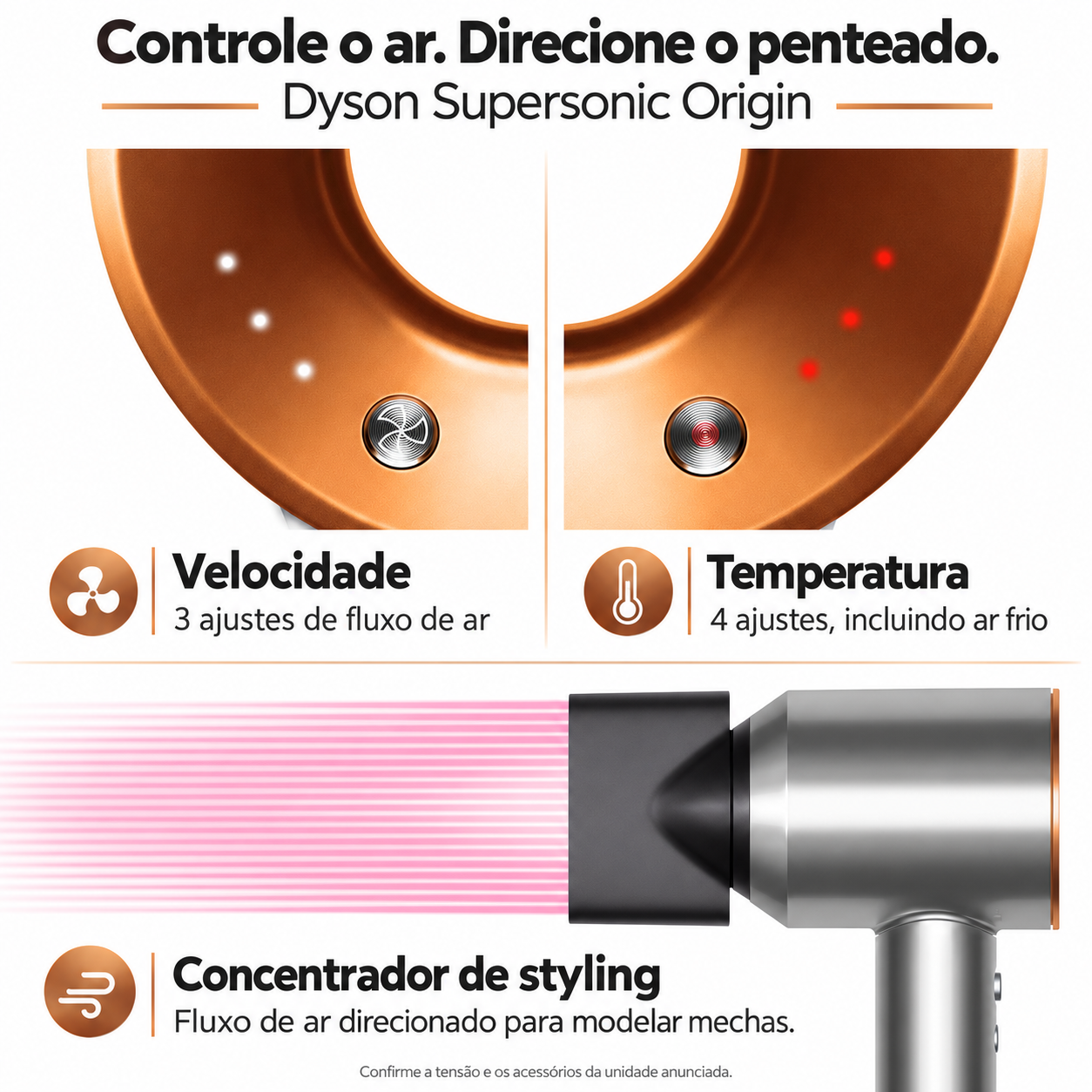 Secador Dyson Supersonic Origin Níquel/Cobre 1600W - Original EUA - Imagem 2