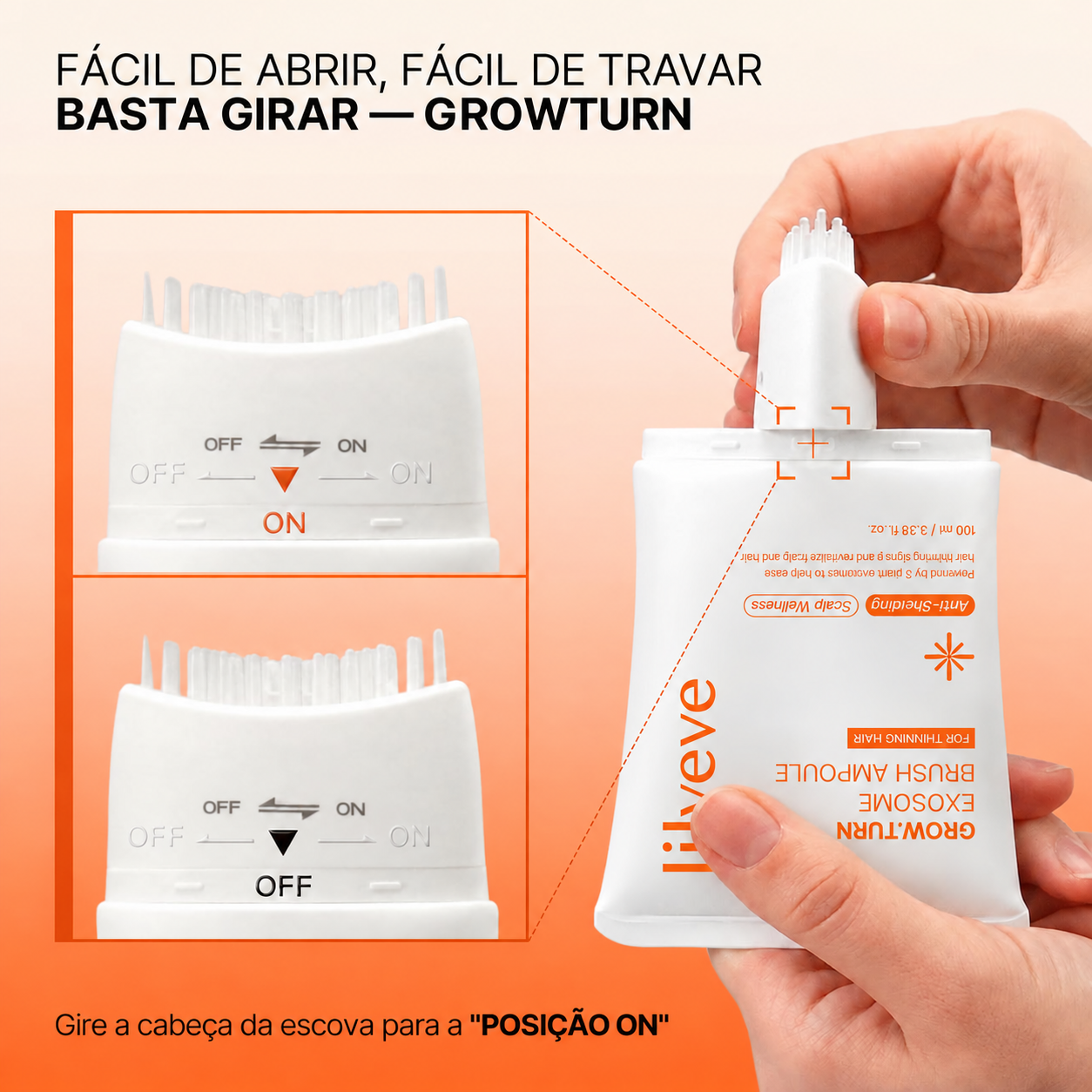 Lilyeve Grow:Turn Exosome Brush Ampoule 100ml - Ampola Antiqueda com Escova - Foto 3
