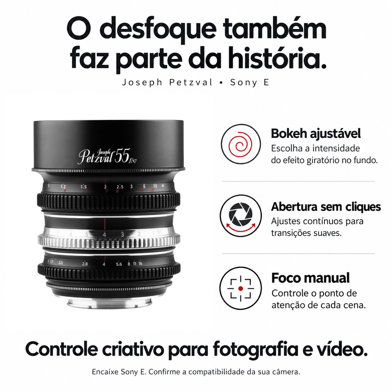 Kit Lomography Joseph Petzval Bokeh Control - 3 Lentes 35mm+55mm+80.5mm - Sony E-mount - Foto 3