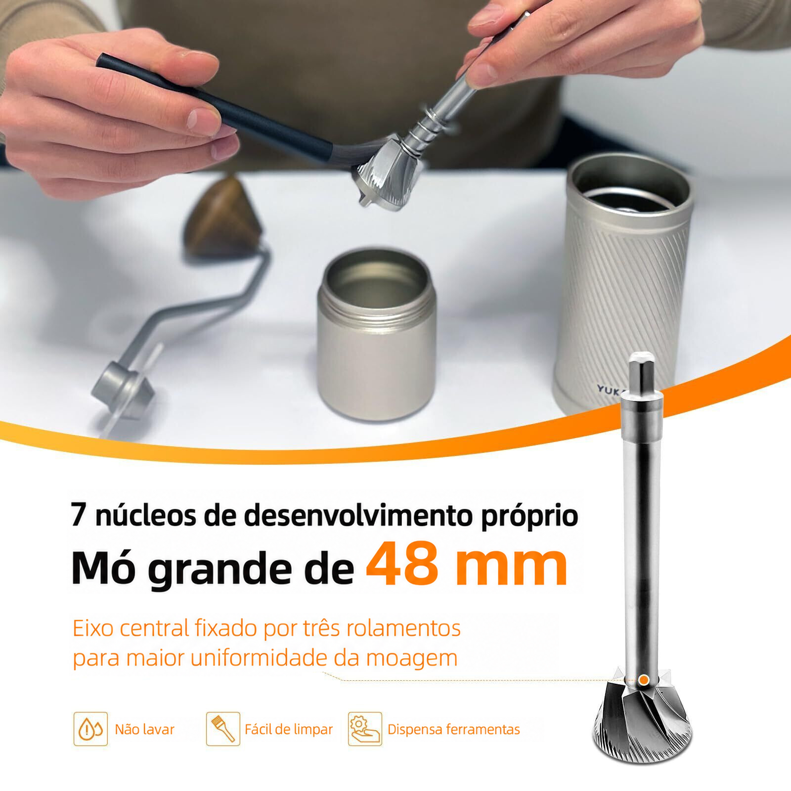 Moedor de Café Manual YUKAOFES U Pro S - Prata - Foto 4