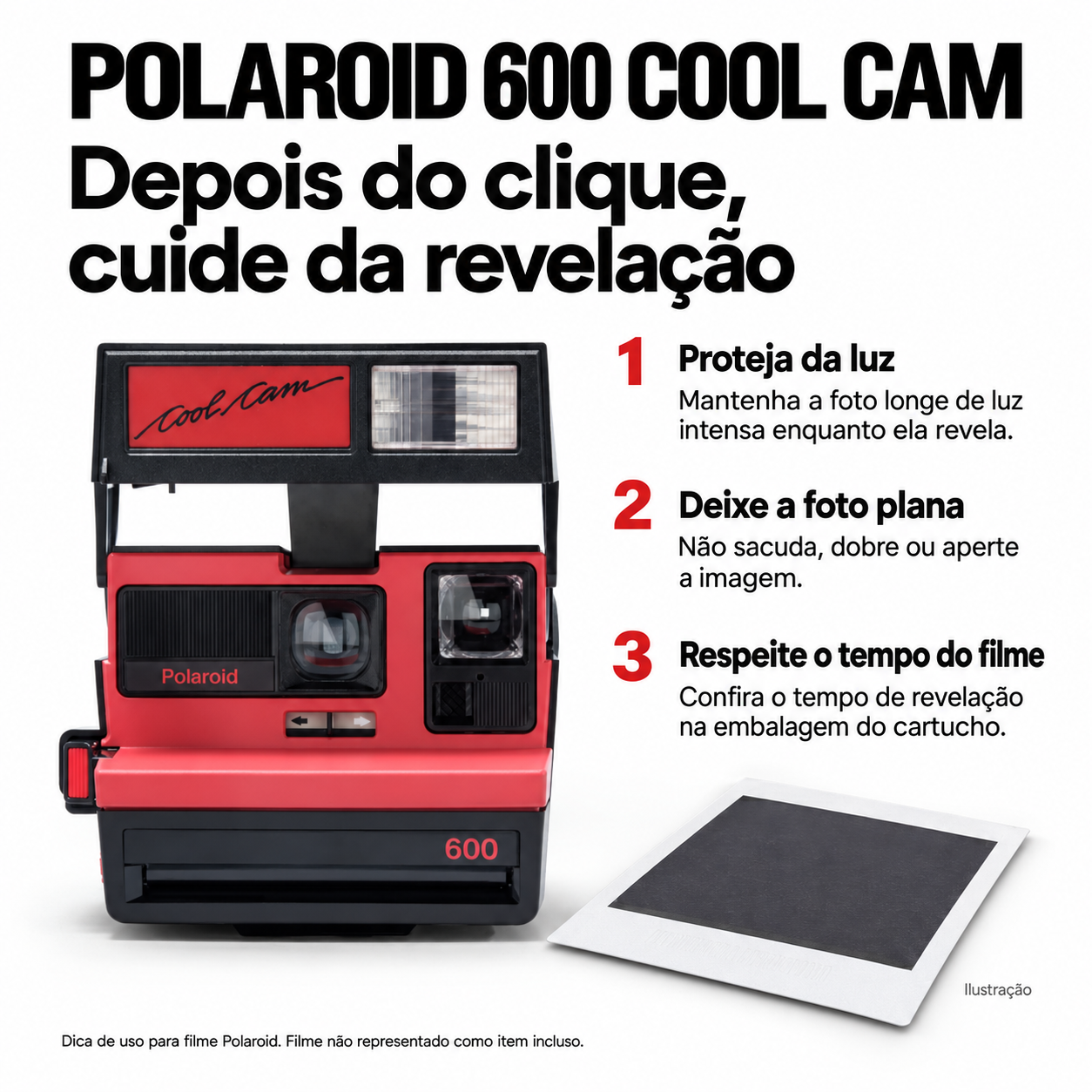 Polaroid 600 Cool Cam vermelho e preto - câmera instantânea 600 - Foto 4