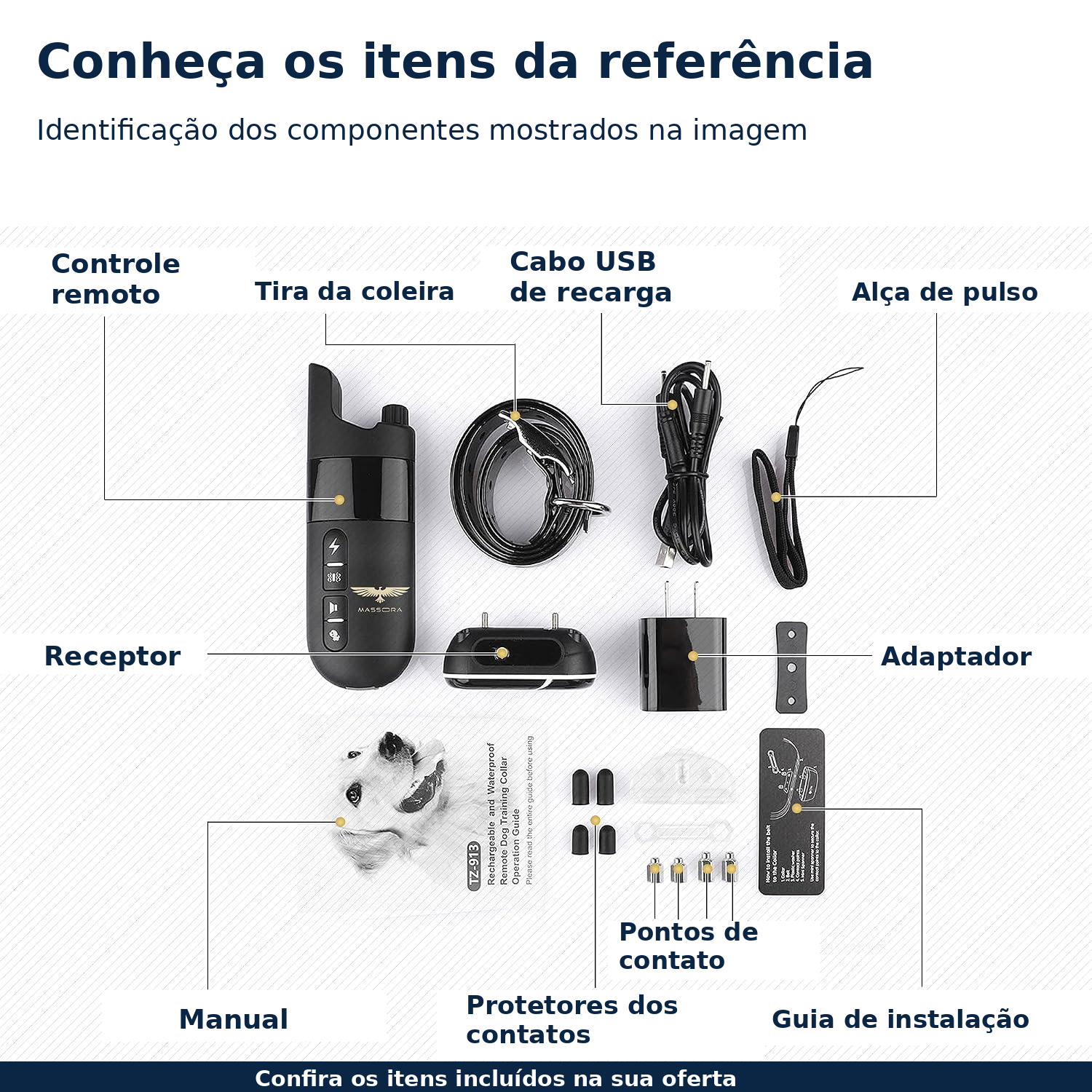 Coleira Eletrônica de Adestramento MASSORA 610 m com Controle Remoto - 3 Modos: Som, Vibração e Choque Estático - Receptora Resistente à Água e Recarregável - Foto 7