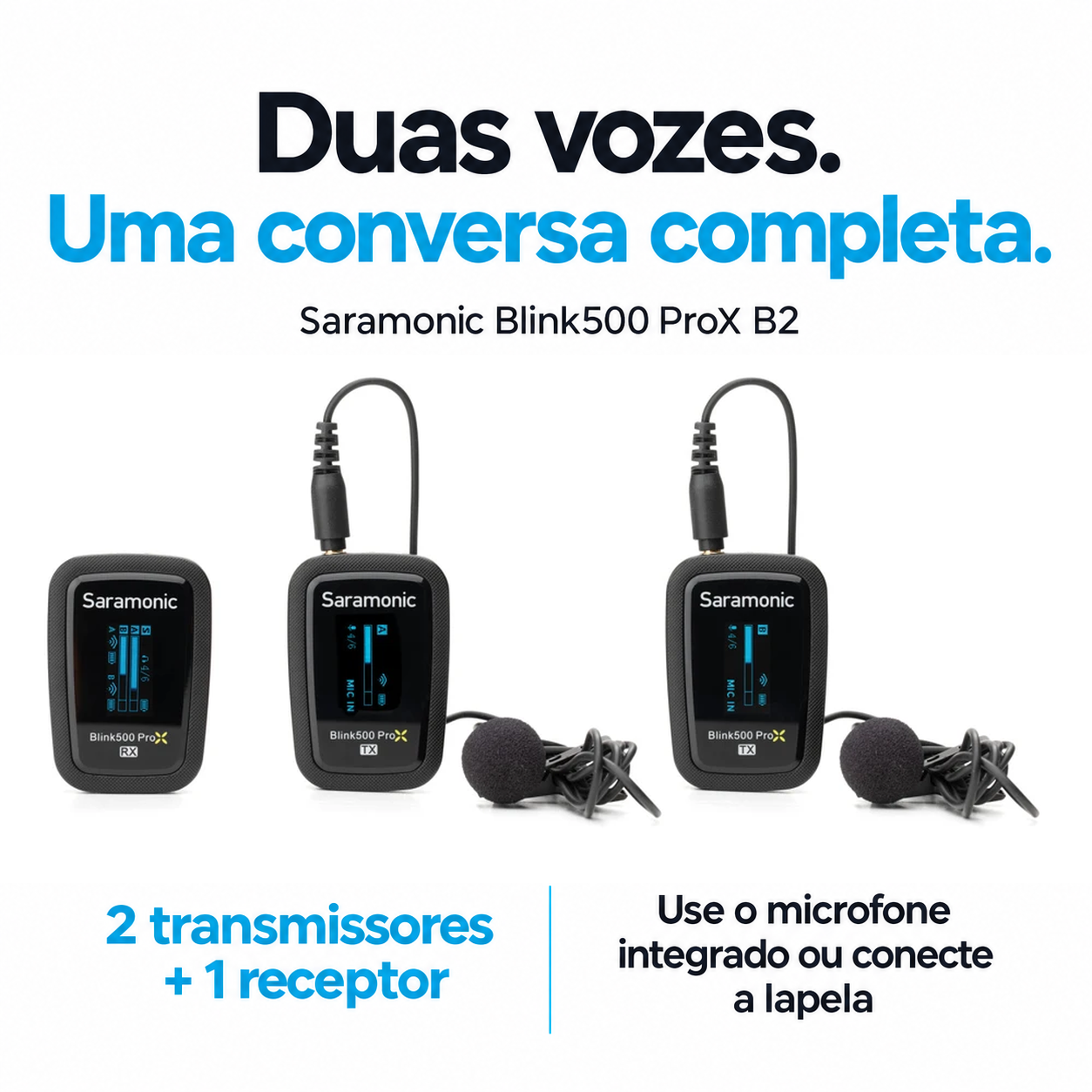 Saramonic Blink500 ProX B2 - Sistema de Microfone Sem Fio 2.4GHz (2 TX + 1 RX) - Foto 2