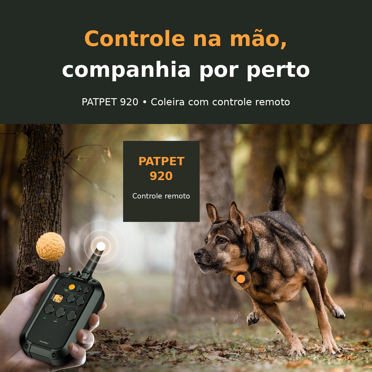PATPET Model 920 - Coleira de Treinamento para Caes com Controle Remoto - Foto 2