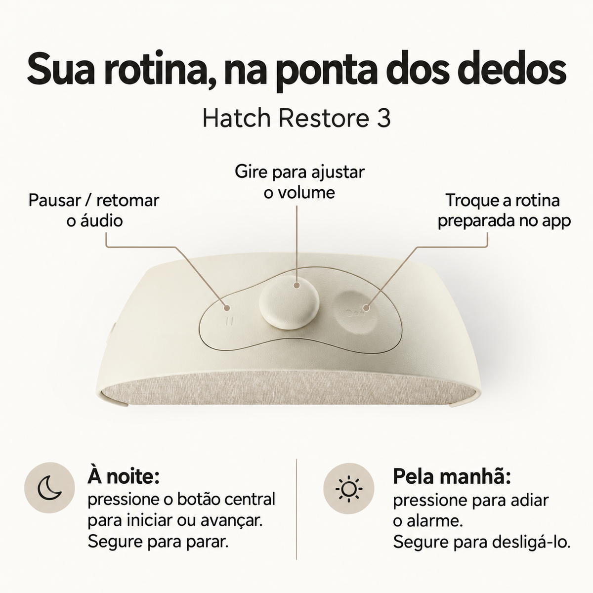 Hatch Restore 3 - Despertador Inteligente Com Luz Do Amanhecer, Som e Rotina De Sono (Putty) - Foto 2