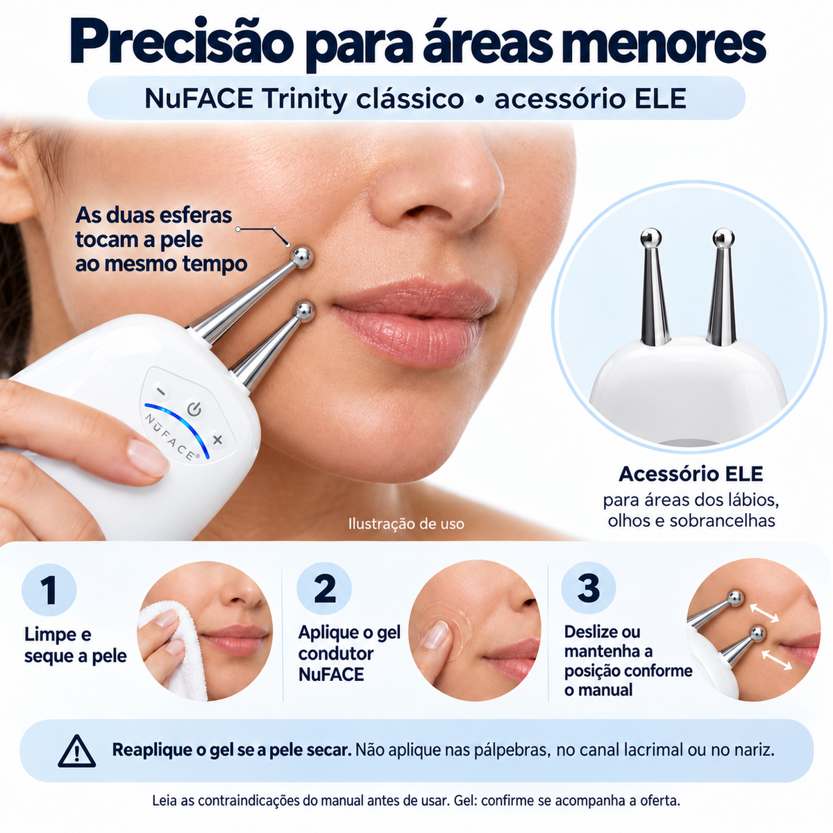 Kit NuFACE Trinity - Aparelho De Tonificação Facial Com Acessório Effective Lip & Eye - Foto 2