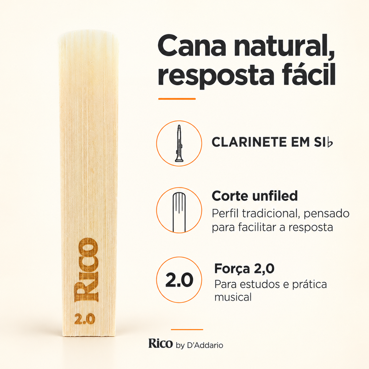Palheta Rico RCA1020 Clarinete Sib Bb Força 2.0 - UNIDADE AVULSA - Foto 2