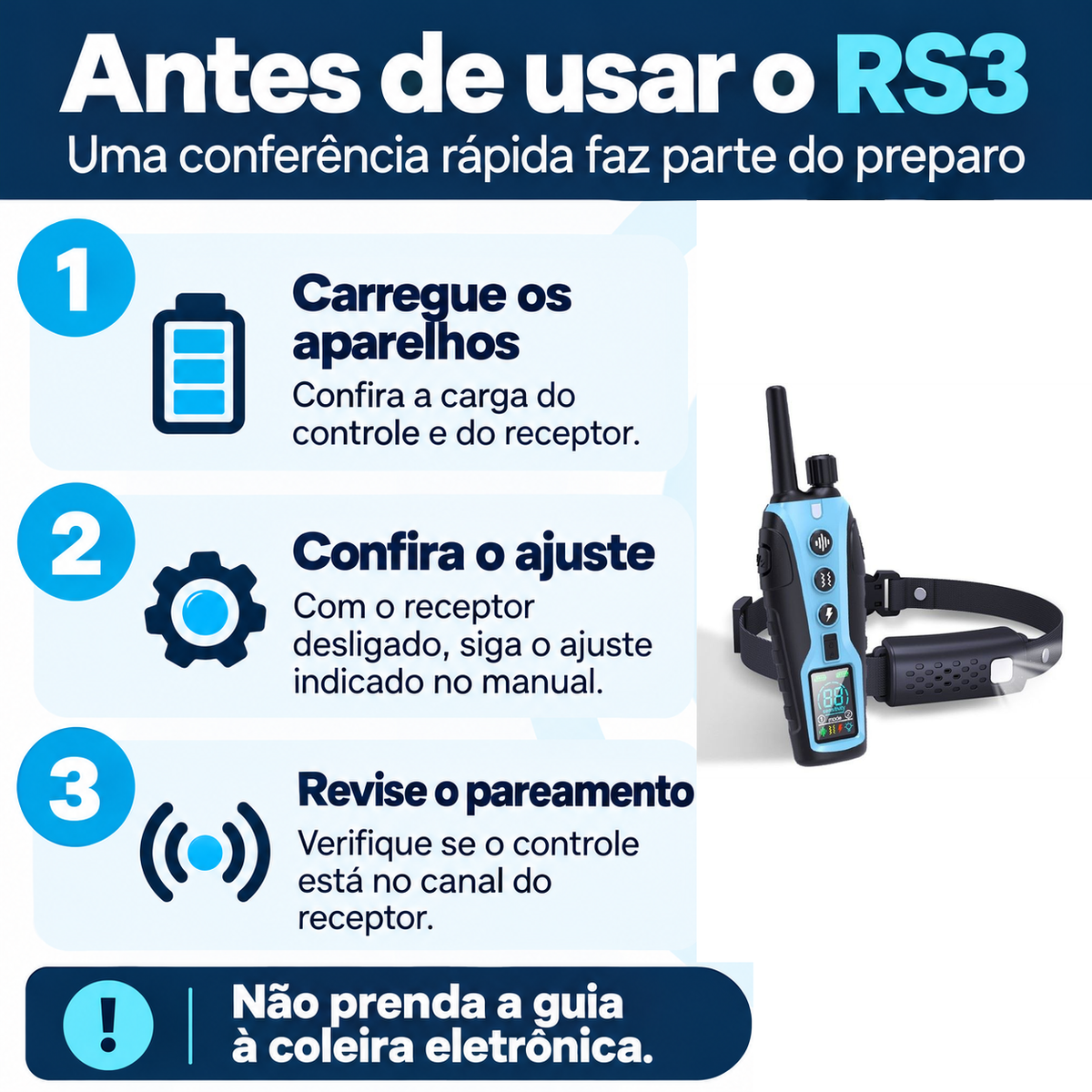 Nikketta RS3 - Coleira de Treinamento Azul com 1 Receptor - Foto 2