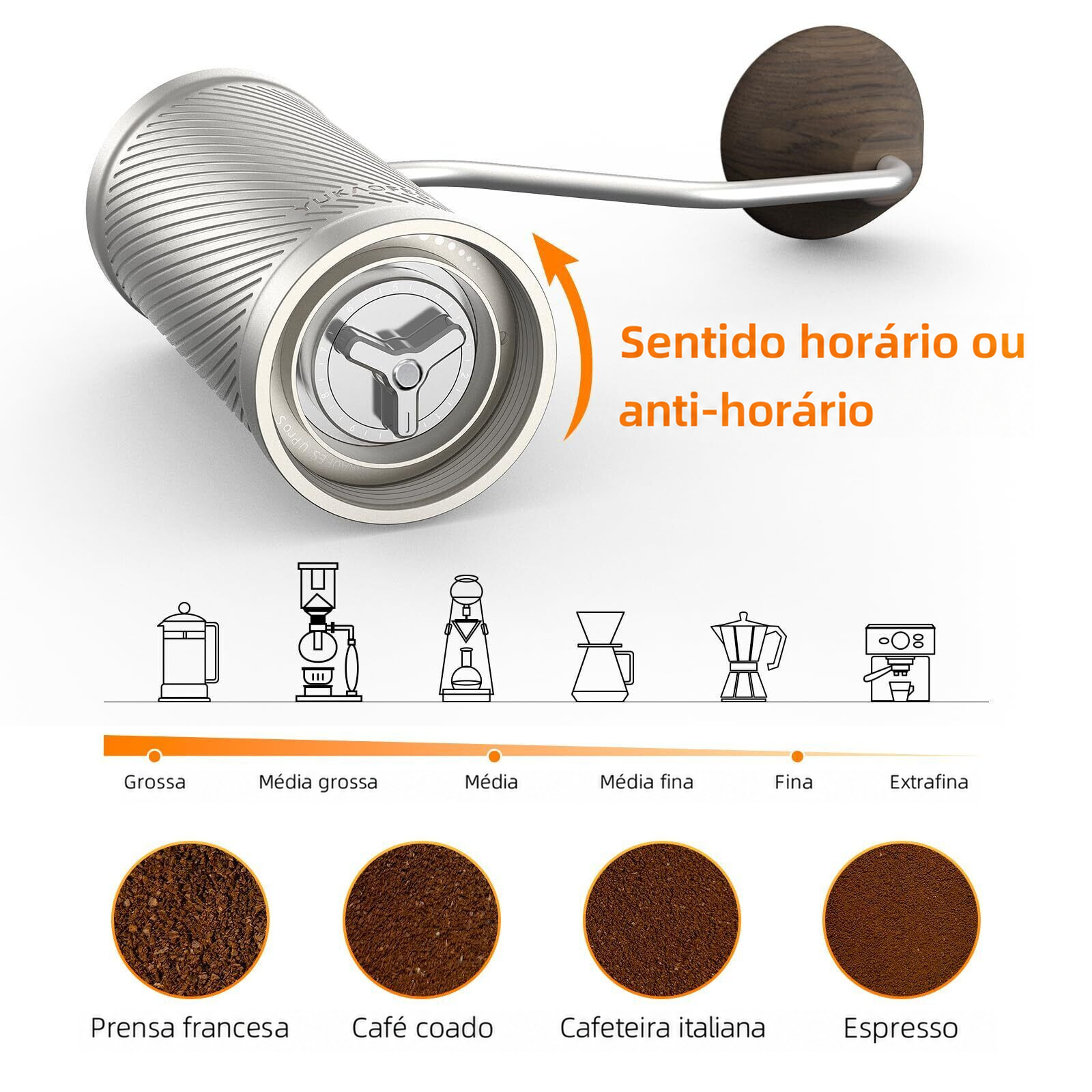 Moedor de Café Manual YUKAOFES U Pro S - Prata - Foto 3