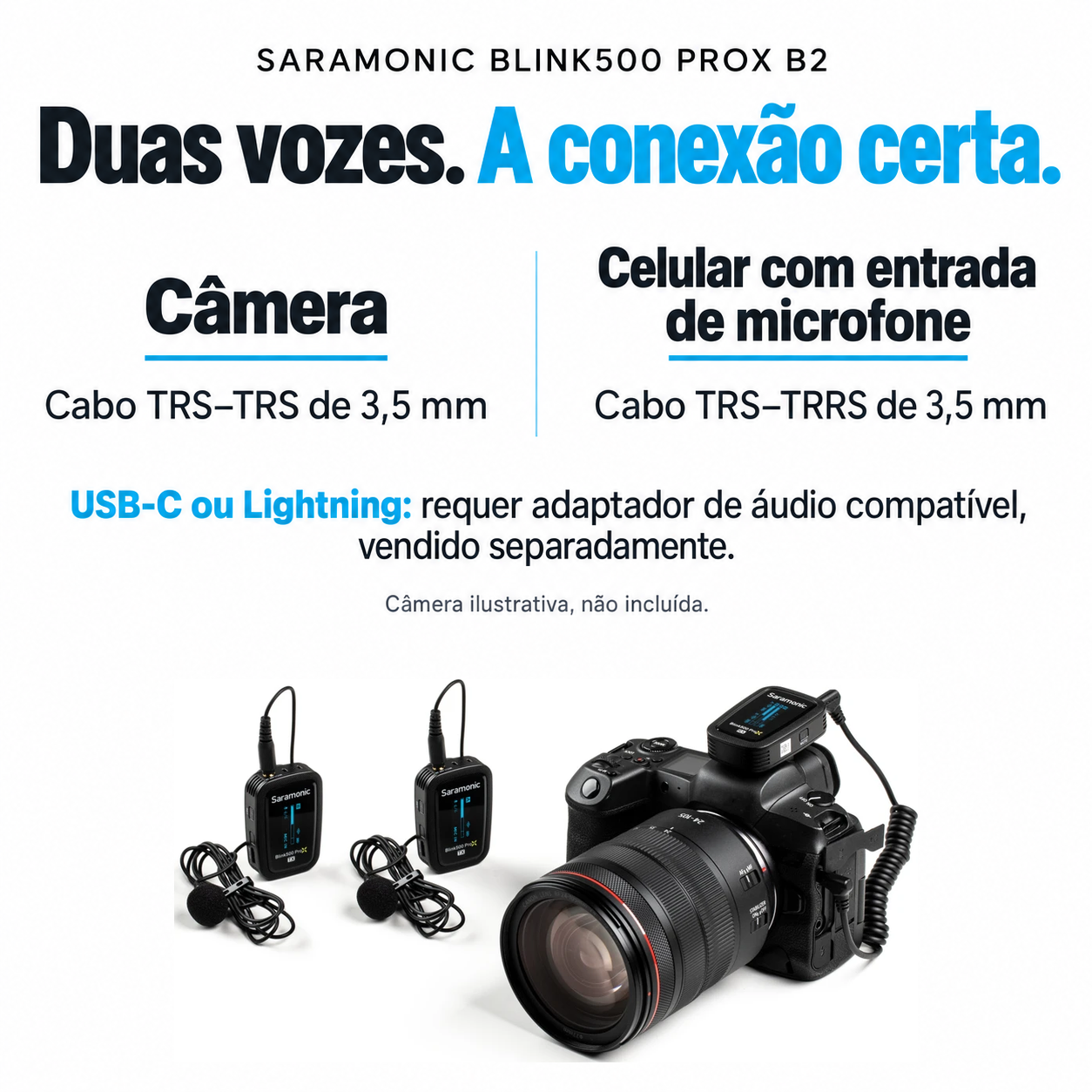 Saramonic Blink500 ProX B2 - Sistema de Microfone Sem Fio 2.4GHz (2 TX + 1 RX) - Foto 3
