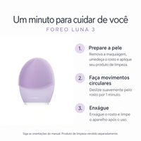 FOREO LUNA 3 Roxo - Escova de Limpeza Facial de Silicone para Pele Sensível - Foto 4