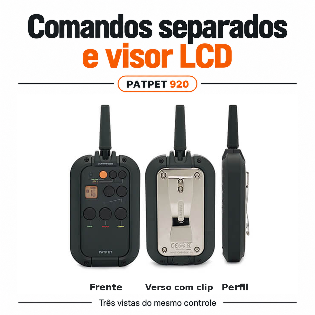 PATPET Model 920 - Coleira de Treinamento para Caes com Controle Remoto - Foto 4
