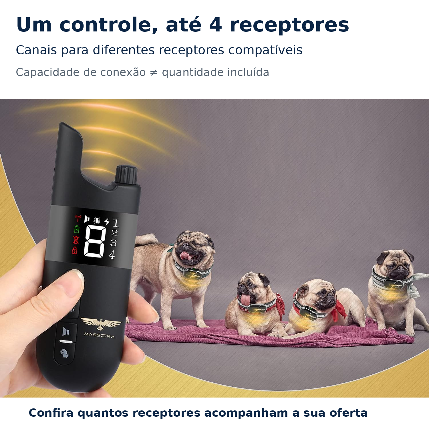 Coleira Eletrônica de Adestramento MASSORA 610 m com Controle Remoto - 3 Modos: Som, Vibração e Choque Estático - Receptora Resistente à Água e Recarregável - Foto 6