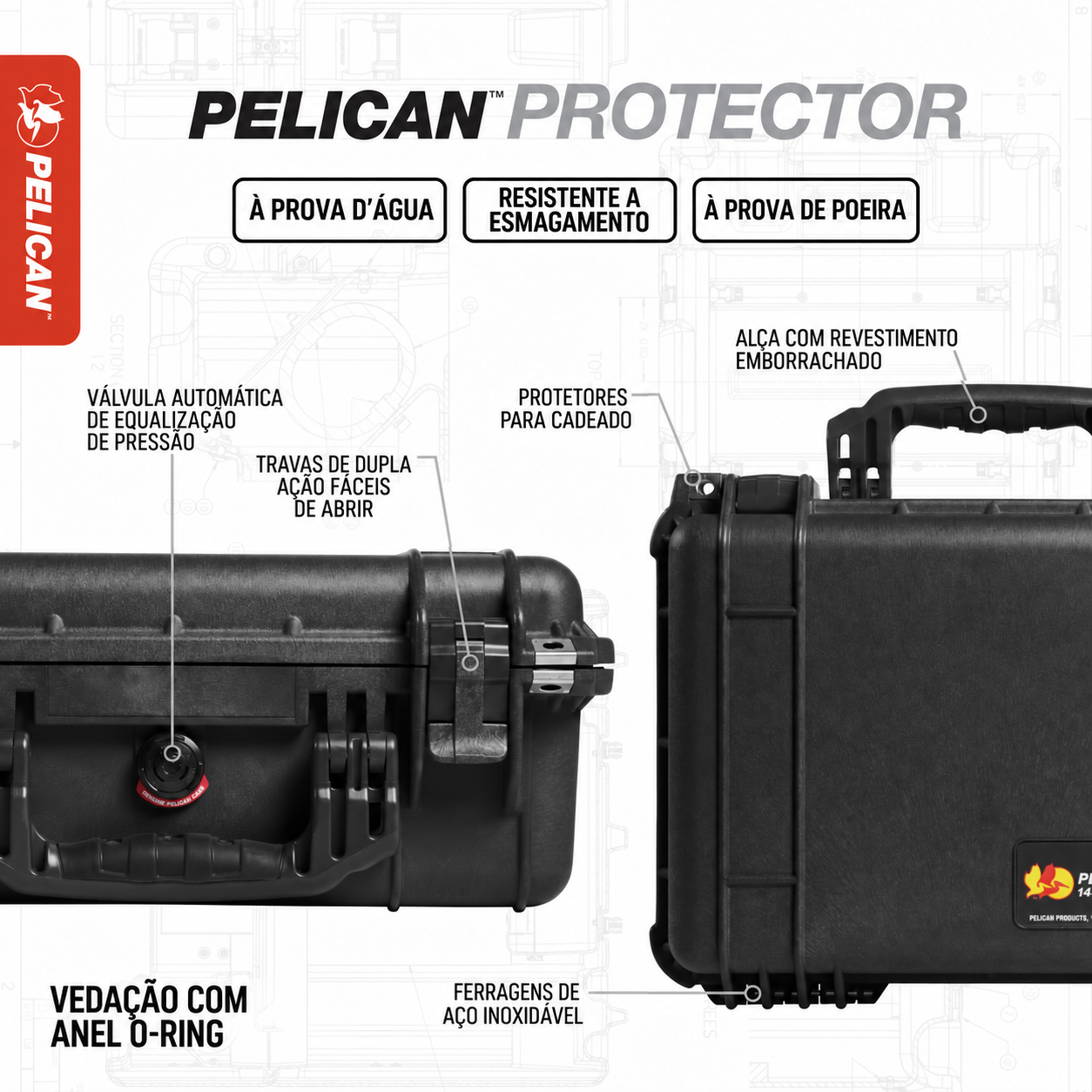Case Pelican 1400 Protector Preto sem Espuma - Maleta Rígida 1400NF - Foto 6